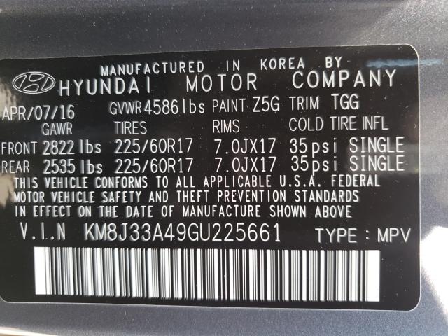 Photo 9 VIN: KM8J33A49GU225661 - HYUNDAI TUCSON LIM 