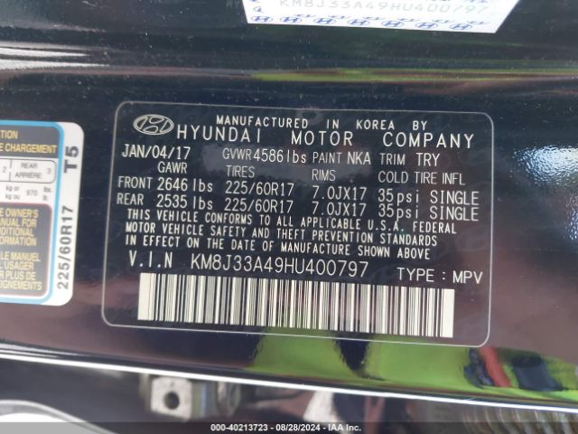 Photo 8 VIN: KM8J33A49HU400797 - HYUNDAI TUCSON 