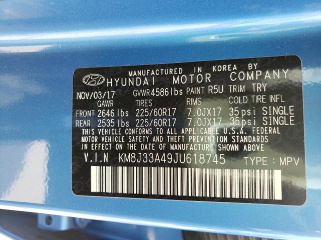 Photo 9 VIN: KM8J33A49JU618745 - HYUNDAI TUCSON SEL 