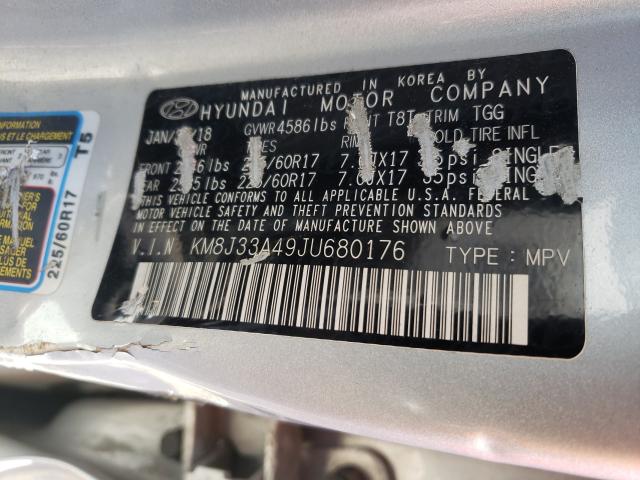 Photo 9 VIN: KM8J33A49JU680176 - HYUNDAI TUCSON SEL 