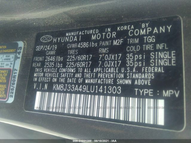 Photo 8 VIN: KM8J33A49LU141303 - HYUNDAI TUCSON 