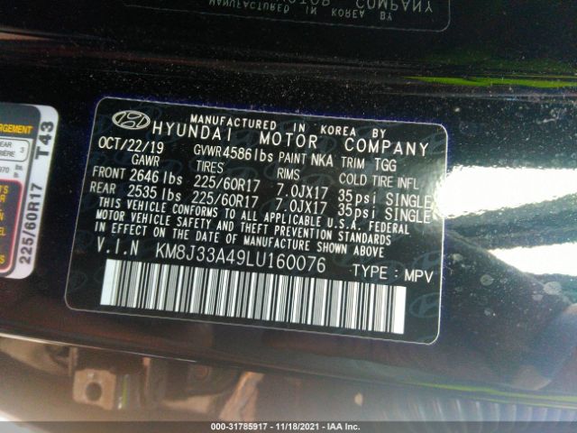 Photo 8 VIN: KM8J33A49LU160076 - HYUNDAI TUCSON 