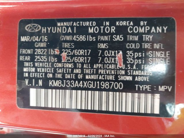 Photo 8 VIN: KM8J33A4XGU198700 - HYUNDAI TUCSON 