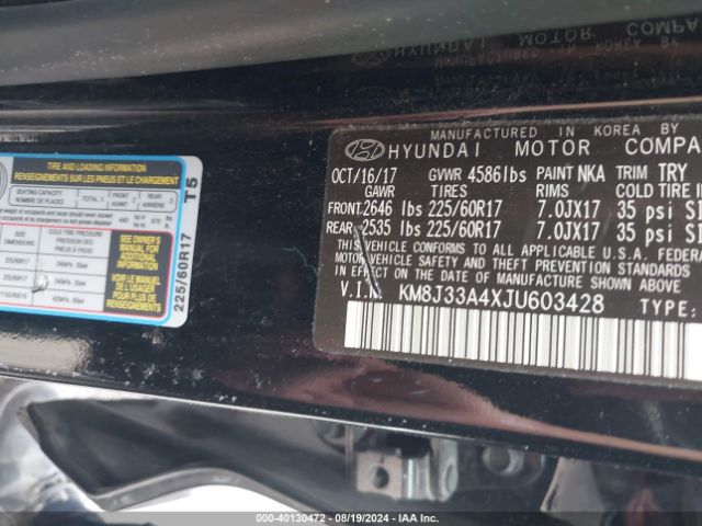 Photo 8 VIN: KM8J33A4XJU603428 - HYUNDAI TUCSON 