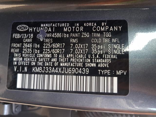 Photo 9 VIN: KM8J33A4XJU690439 - HYUNDAI TUCSON SEL 