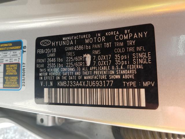 Photo 9 VIN: KM8J33A4XJU693177 - HYUNDAI TUCSON SEL 