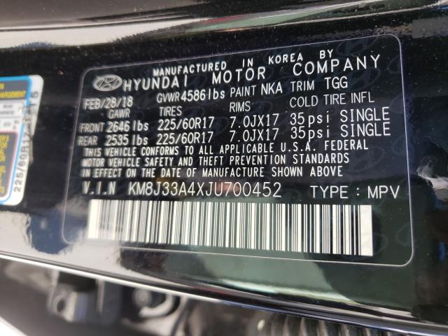 Photo 9 VIN: KM8J33A4XJU700452 - HYUNDAI TUCSON SEL 