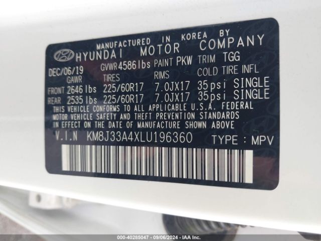 Photo 8 VIN: KM8J33A4XLU196360 - HYUNDAI TUCSON 