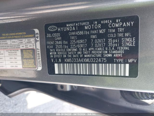 Photo 8 VIN: KM8J33A4XMU322475 - HYUNDAI TUCSON 