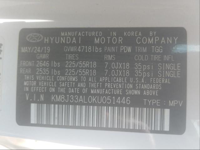 Photo 9 VIN: KM8J33AL0KU051446 - HYUNDAI TUCSON LIM 