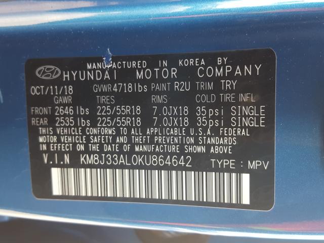 Photo 9 VIN: KM8J33AL0KU864642 - HYUNDAI TUCSON LIM 