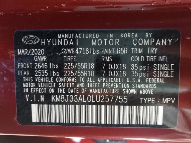 Photo 9 VIN: KM8J33AL0LU257755 - HYUNDAI TUCSON LIM 