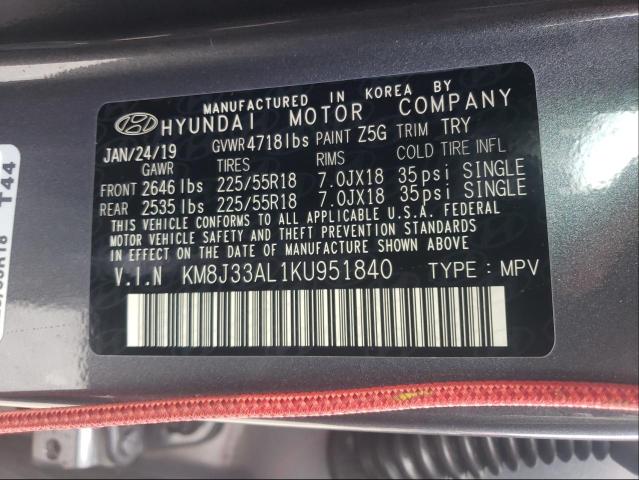 Photo 9 VIN: KM8J33AL1KU951840 - HYUNDAI TUCSON LIM 