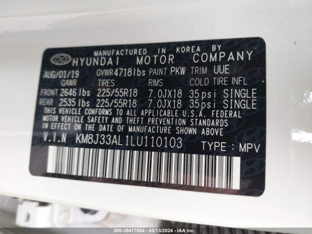 Photo 8 VIN: KM8J33AL1LU110103 - HYUNDAI TUCSON 