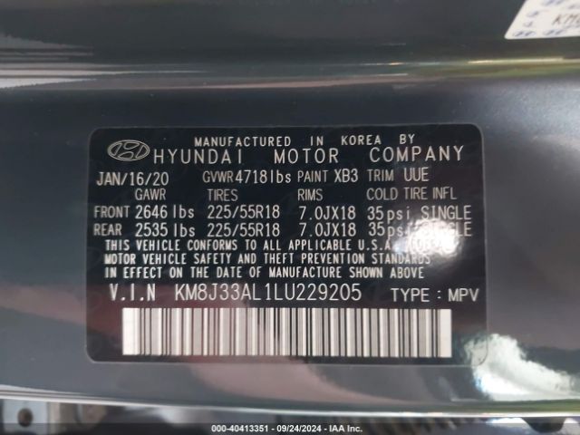 Photo 8 VIN: KM8J33AL1LU229205 - HYUNDAI TUCSON 