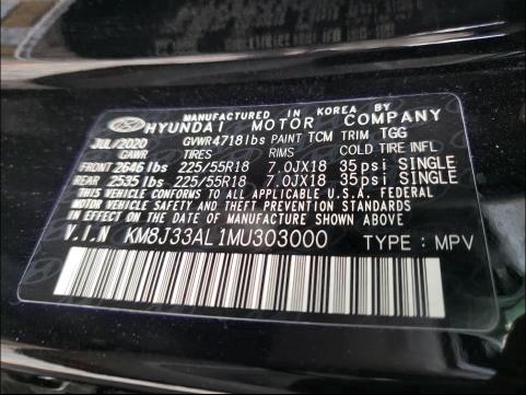 Photo 9 VIN: KM8J33AL1MU303000 - HYUNDAI TUCSON LIM 