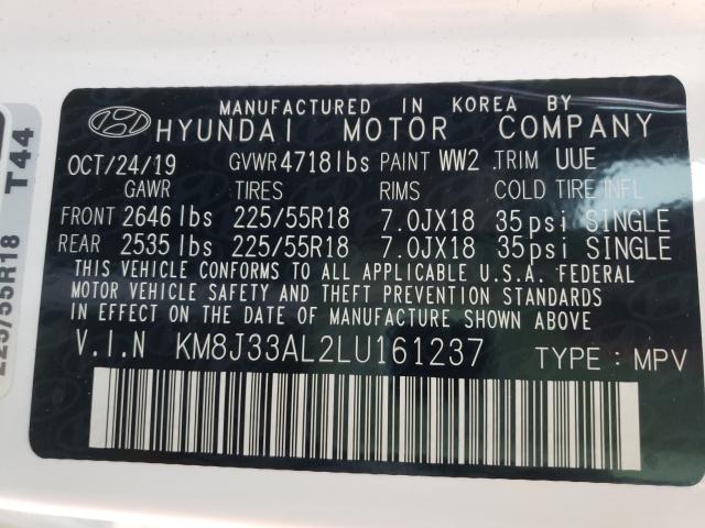 Photo 9 VIN: KM8J33AL2LU161237 - HYUNDAI TUCSON LIM 