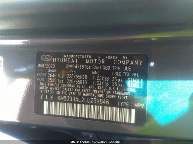 Photo 8 VIN: KM8J33AL2LU259846 - HYUNDAI TUCSON 