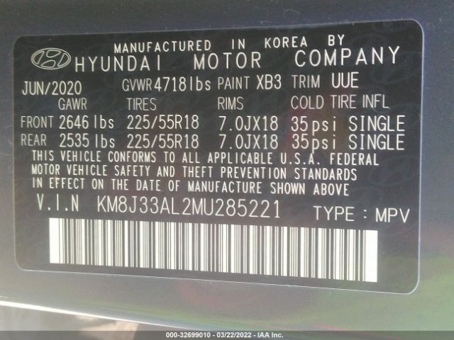 Photo 8 VIN: KM8J33AL2MU285221 - HYUNDAI TUCSON 