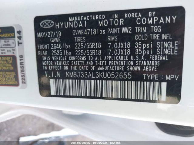 Photo 8 VIN: KM8J33AL3KU052655 - HYUNDAI TUCSON 