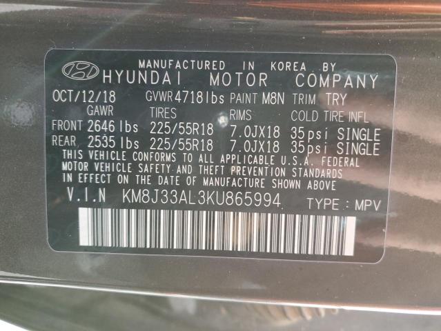 Photo 13 VIN: KM8J33AL3KU865994 - HYUNDAI TUCSON 