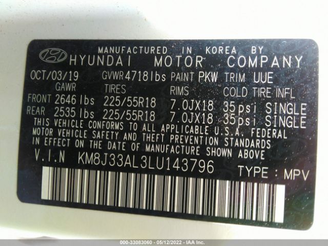 Photo 8 VIN: KM8J33AL3LU143796 - HYUNDAI TUCSON 