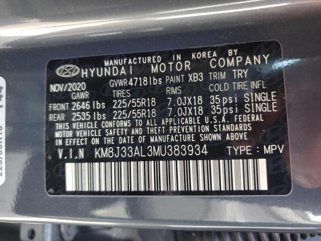 Photo 11 VIN: KM8J33AL3MU383934 - HYUNDAI TUCSON LIM 