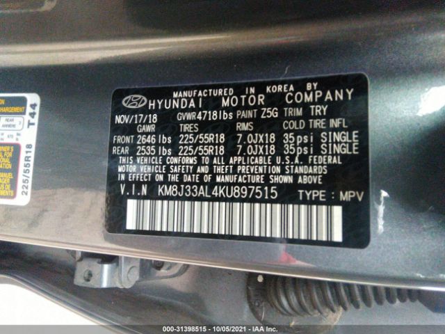 Photo 8 VIN: KM8J33AL4KU897515 - HYUNDAI TUCSON 