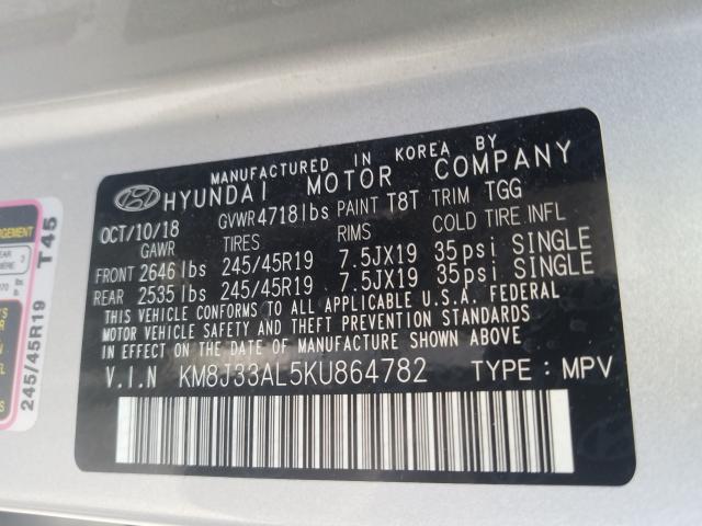 Photo 9 VIN: KM8J33AL5KU864782 - HYUNDAI TUCSON LIM 