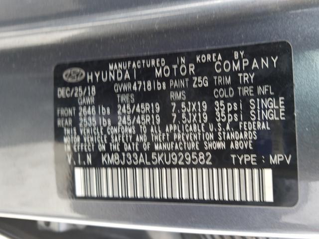 Photo 9 VIN: KM8J33AL5KU929582 - HYUNDAI TUCSON LIM 