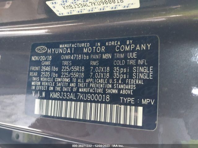 Photo 8 VIN: KM8J33AL7KU900018 - HYUNDAI TUCSON 