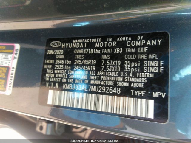 Photo 8 VIN: KM8J33AL7MU292648 - HYUNDAI TUCSON 