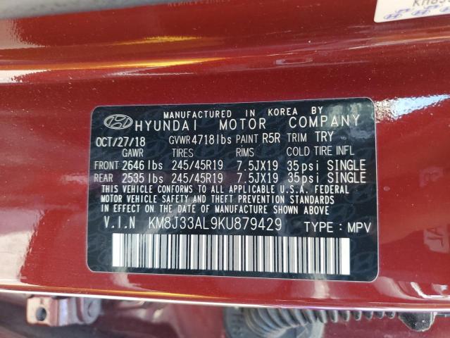 Photo 12 VIN: KM8J33AL9KU879429 - HYUNDAI TUCSON LIM 