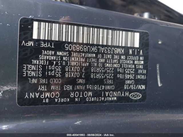 Photo 8 VIN: KM8J33AL9KU898305 - HYUNDAI TUCSON 