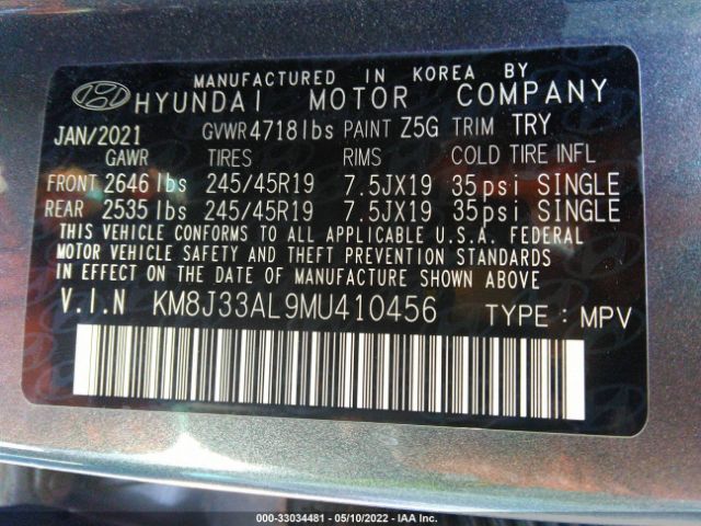 Photo 8 VIN: KM8J33AL9MU410456 - HYUNDAI TUCSON 