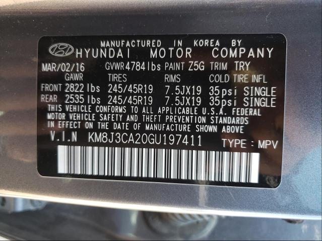 Photo 9 VIN: KM8J3CA20GU197411 - HYUNDAI TUCSON LIM 