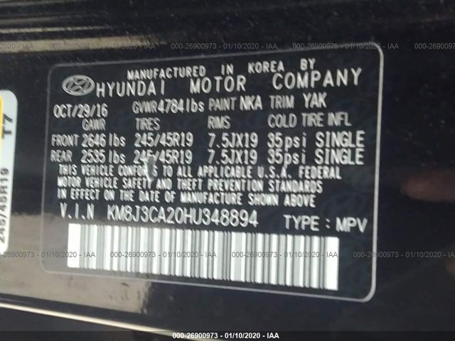 Photo 8 VIN: KM8J3CA20HU348894 - HYUNDAI TUCSON 