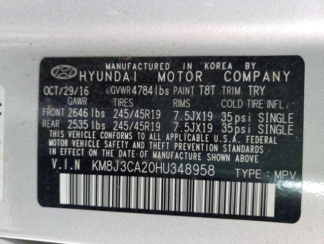 Photo 9 VIN: KM8J3CA20HU348958 - HYUNDAI TUCSON LIM 