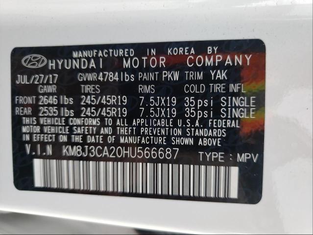 Photo 9 VIN: KM8J3CA20HU566687 - HYUNDAI TUCSON LIM 