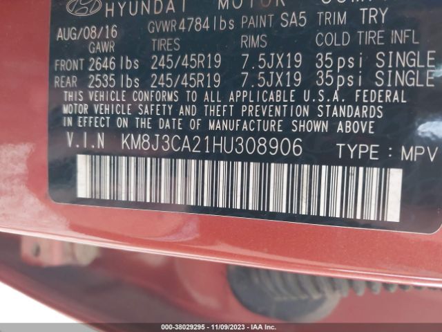 Photo 8 VIN: KM8J3CA21HU308906 - HYUNDAI TUCSON 