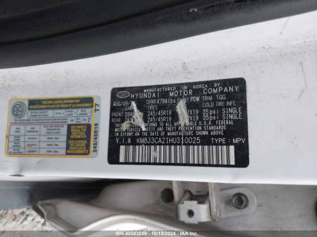 Photo 8 VIN: KM8J3CA21HU310025 - HYUNDAI TUCSON 