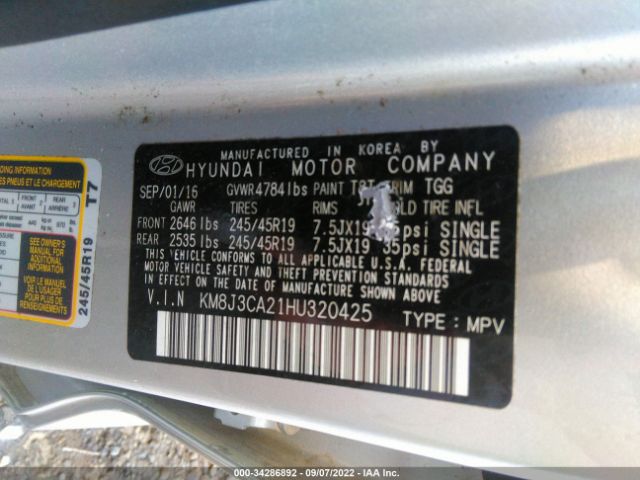 Photo 8 VIN: KM8J3CA21HU320425 - HYUNDAI TUCSON 