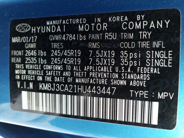 Photo 9 VIN: KM8J3CA21HU443447 - HYUNDAI TUCSON LIM 