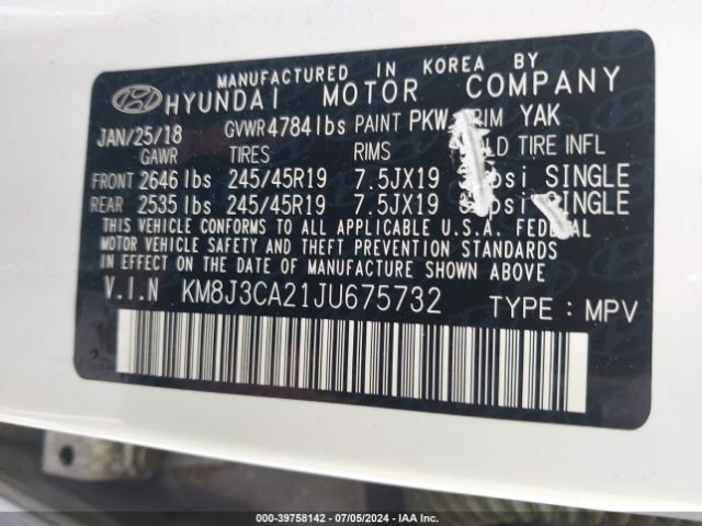 Photo 8 VIN: KM8J3CA21JU675732 - HYUNDAI TUCSON 