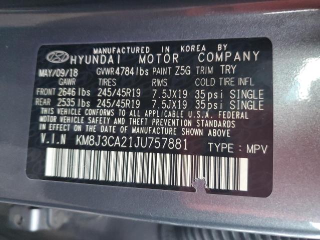 Photo 12 VIN: KM8J3CA21JU757881 - HYUNDAI TUCSON VAL 