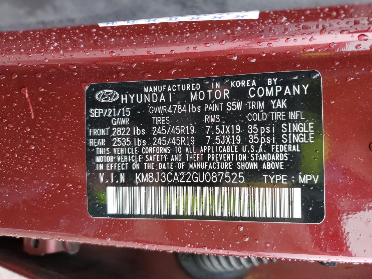 Photo 11 VIN: KM8J3CA22GU087525 - HYUNDAI TUCSON 