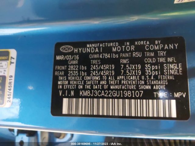 Photo 8 VIN: KM8J3CA22GU198107 - HYUNDAI TUCSON 