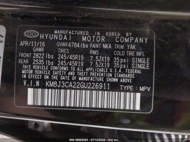 Photo 8 VIN: KM8J3CA22GU226911 - HYUNDAI TUCSON 