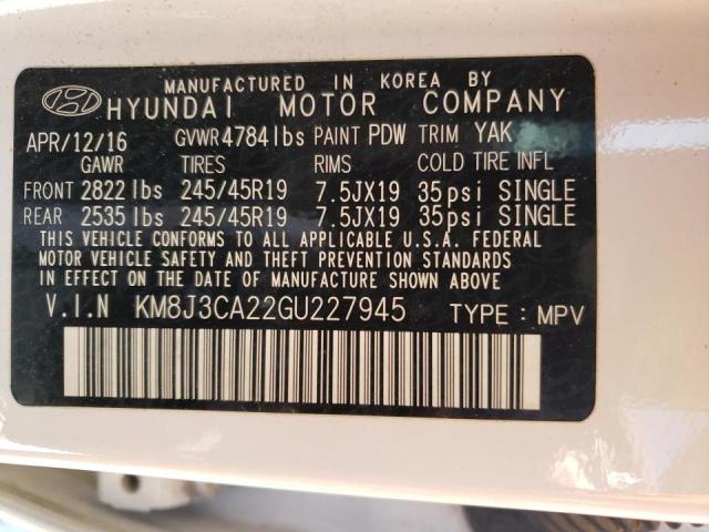 Photo 9 VIN: KM8J3CA22GU227945 - HYUNDAI TUCSON LIM 