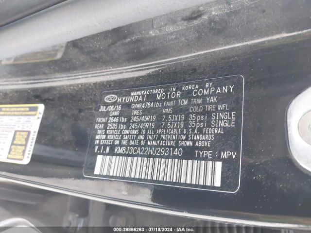 Photo 8 VIN: KM8J3CA22HU293140 - HYUNDAI TUCSON 